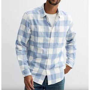 NWT Men's Sonoma Supersoft Flannel Button-Down Shirt Size XL Buff Blue